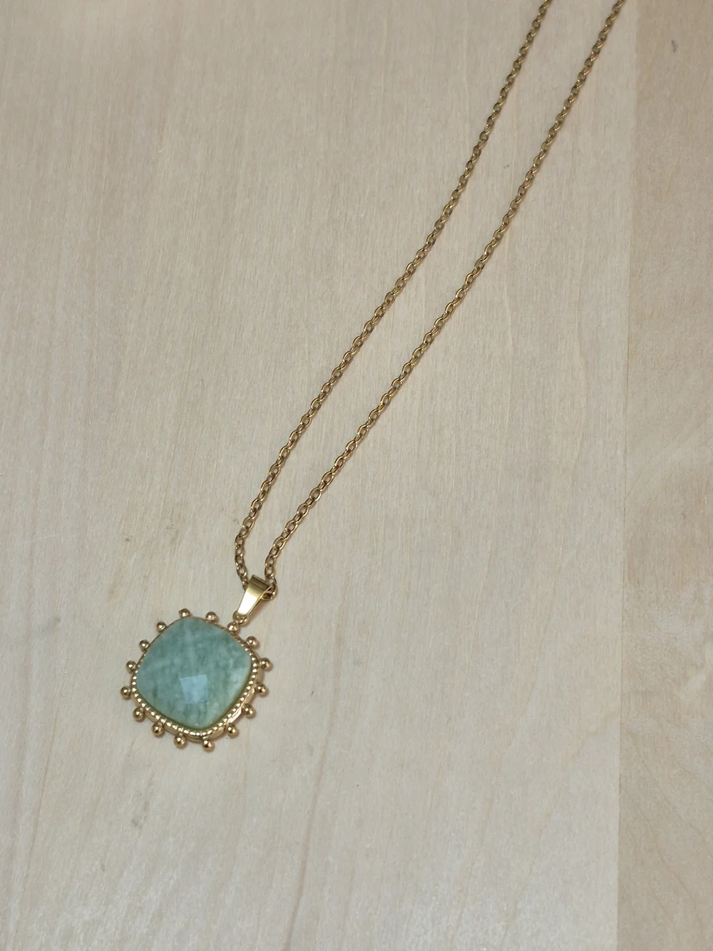 🩵🩵NEW🩵🩵 PRETTY!! Natural Stone Faceted AMAZONITE Square Pendant Necklace